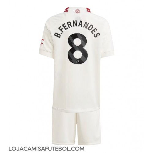 Camisa de Futebol Manchester United Bruno Fernandes #8 Equipamento Alternativo Infantil 2023-24 Manga Curta (+ Calças curtas)